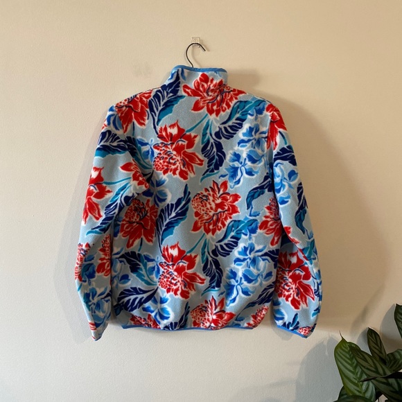 RARE Patagonia Synchilla Snap-T Manoa Floral Hawaiian Fleece Pullover S Blue. - Picture 2 of 7